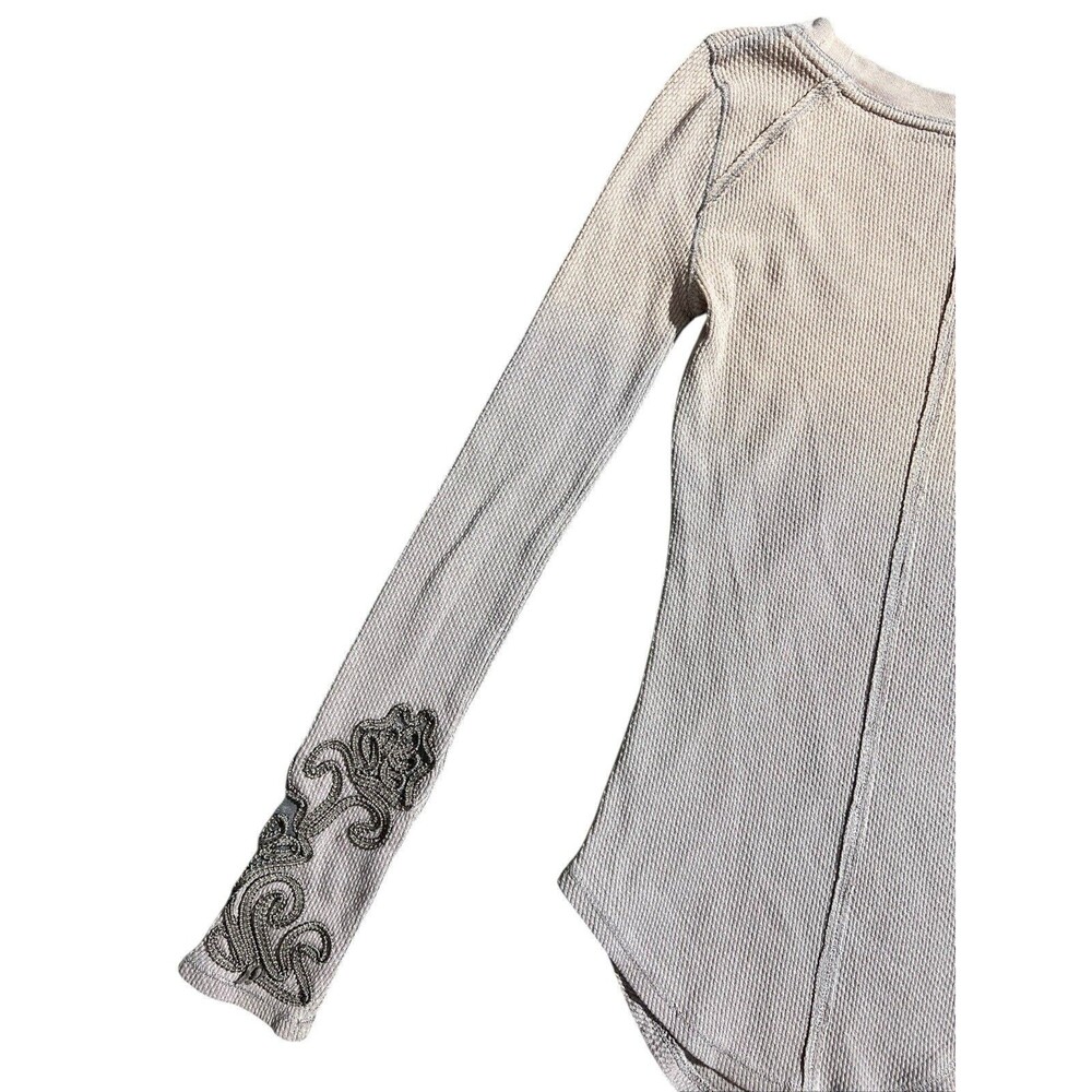 Free People Masquerade Cuff Long-Sleeve Thermal Top Ombré Sz S - Picture 11 of 12